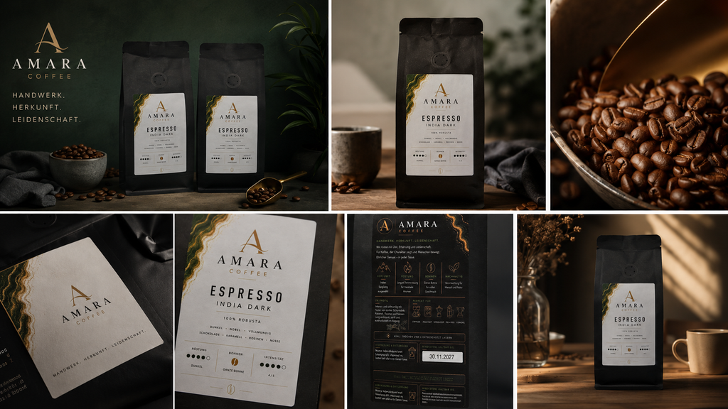 AMARA Coffee Espresso India Dark – 100% Robusta Espresso Bohnen 250g