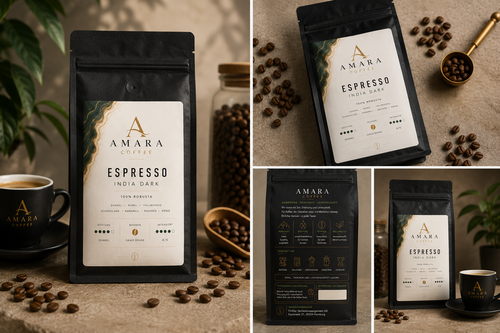AMARA Coffee Espresso India Dark – 100% Robusta Espresso Bohnen 500g